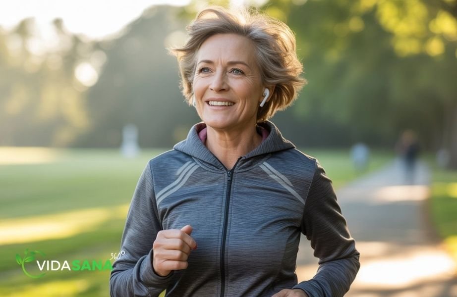 mujer mayor corriendo